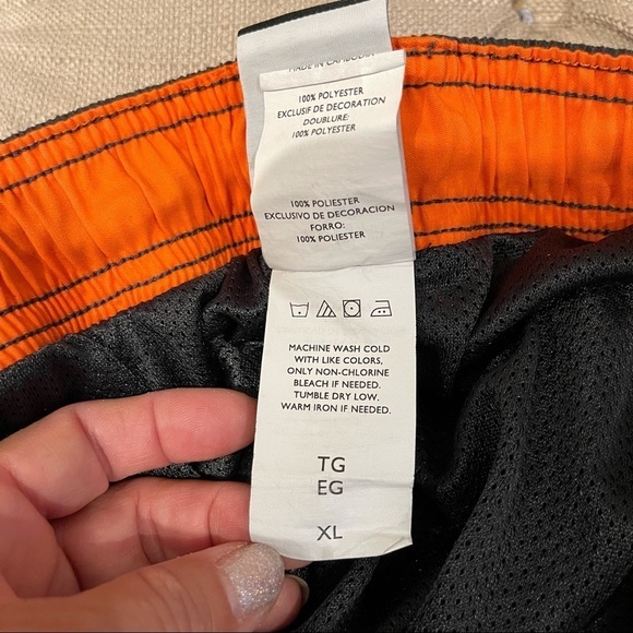 Men’s Nike Swim Trunks Board Shorts Pockets Mesh Lining Gray/ORANGE - Picture 8 of 8